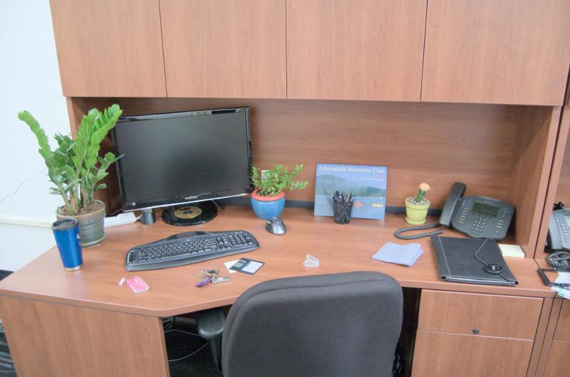 kevin&rsquo;s desk with personal effects