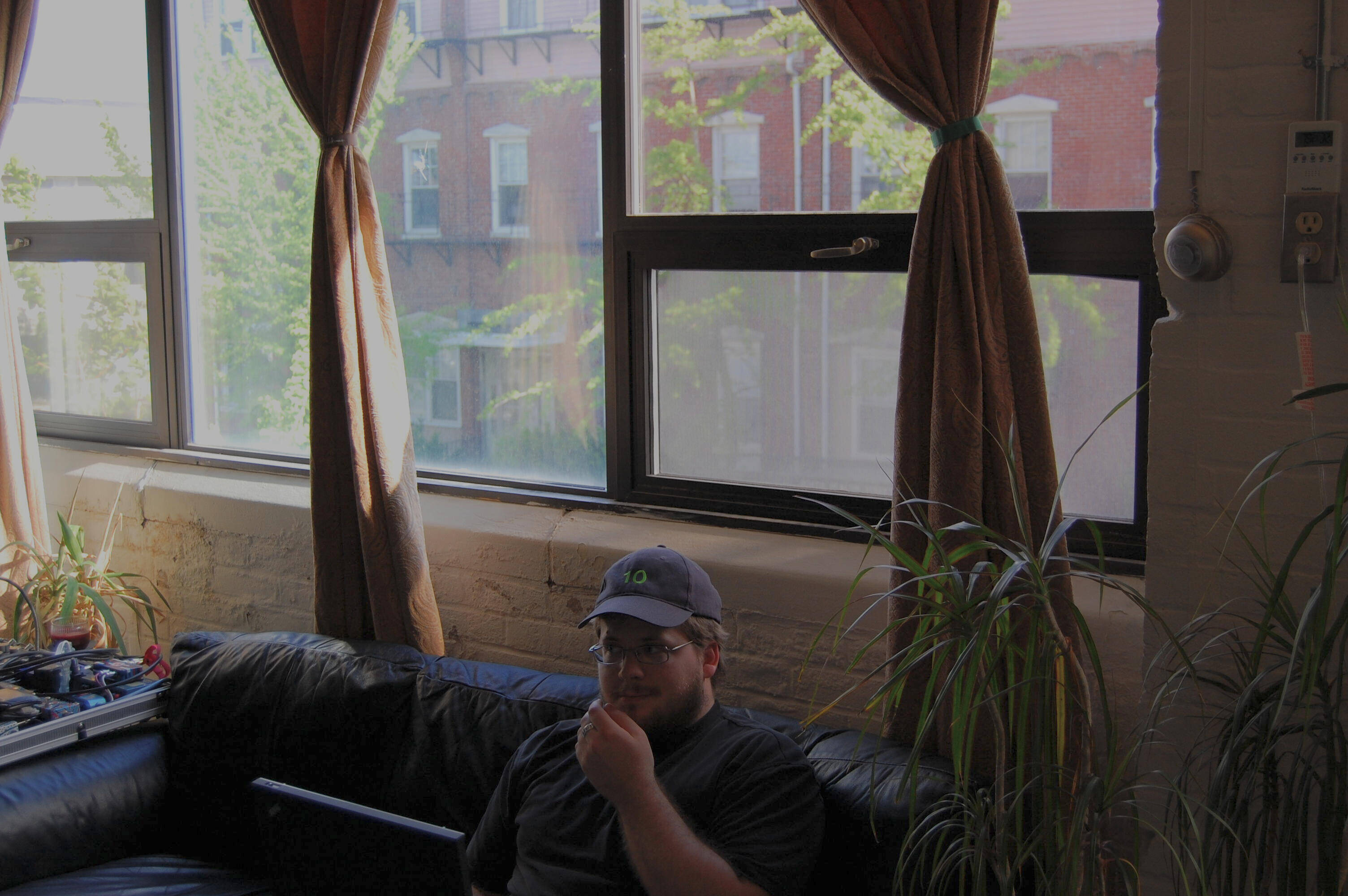 kevin taking a break in taylor’s music studio after programming camp